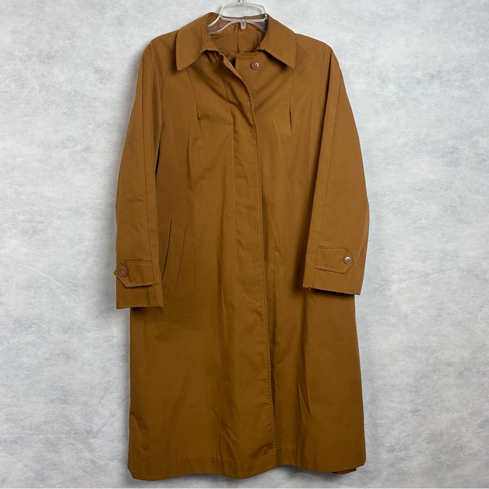 Vintage Unbranded Long Trench Coat Women’s 44 Tan Flaws